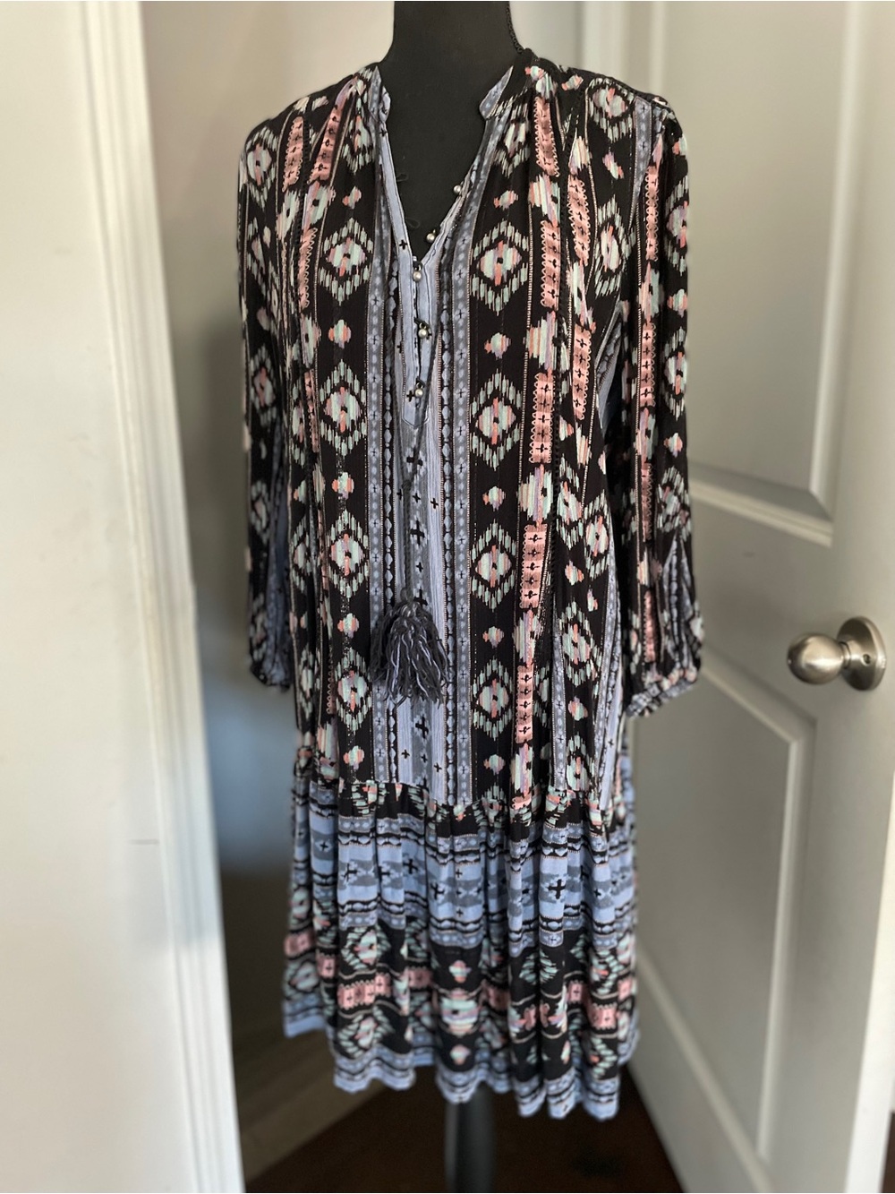Holding Horses Winter Moon Tunic Dress Size M Multicolor Bohemian Southwestern